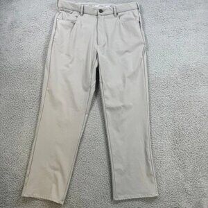 johnnie O Mens Chinos Pants Grey Straight Flat Front Stretch 32x27 Golf Casual